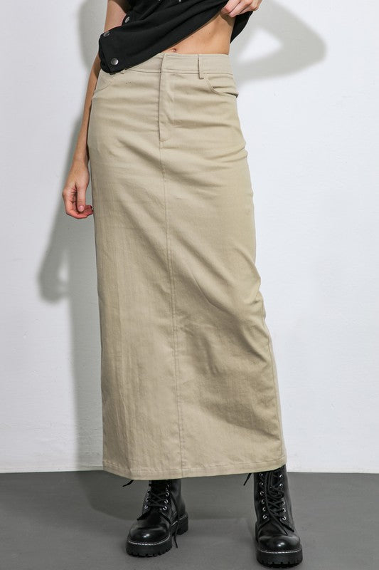 Woven Midi Pencil Skirt