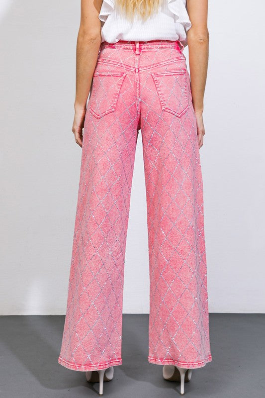 Washed Twill Embellished Pant