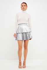 Shiny Pu Pleated Mini Skirt