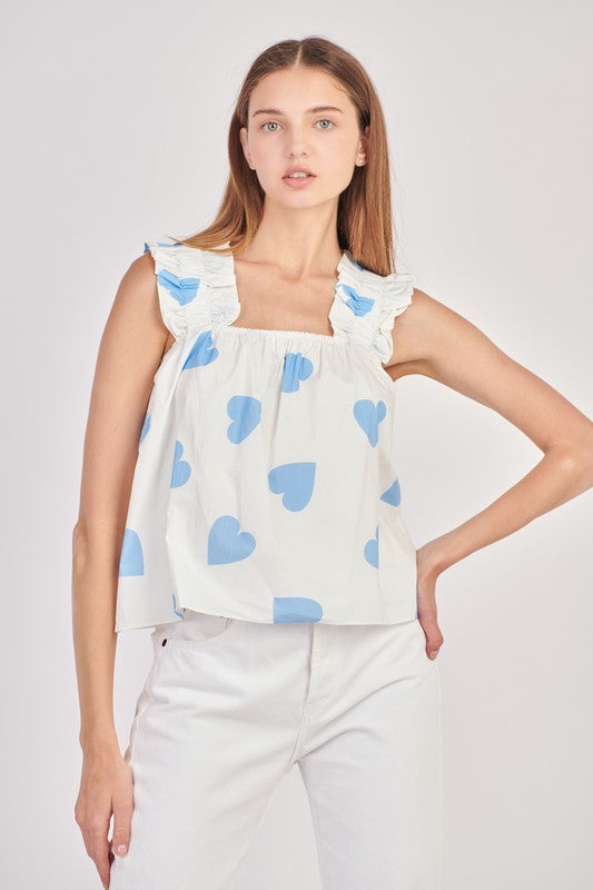 Heart Shaped Ruffled Strap Top