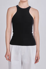 Sleeveless Basic Knit Top (Black, White)