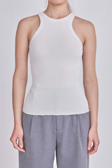 Sleeveless Basic Knit Top (Black, White)