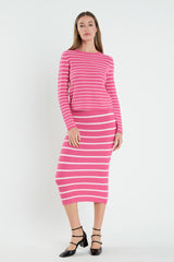 Striped Knit Midi Skirt