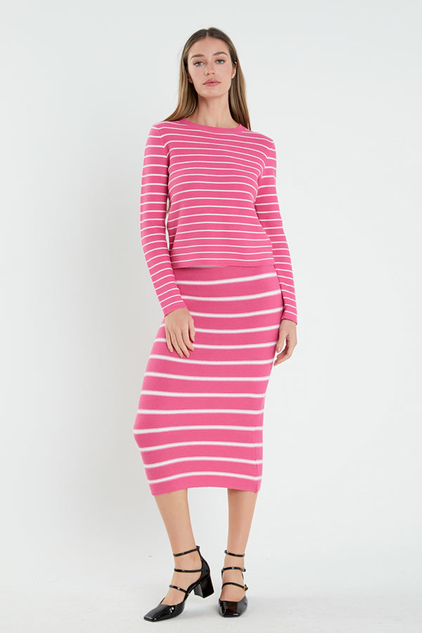 Striped Knit Midi Skirt