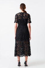 All Over Lace Short Sleeve Midi Dress