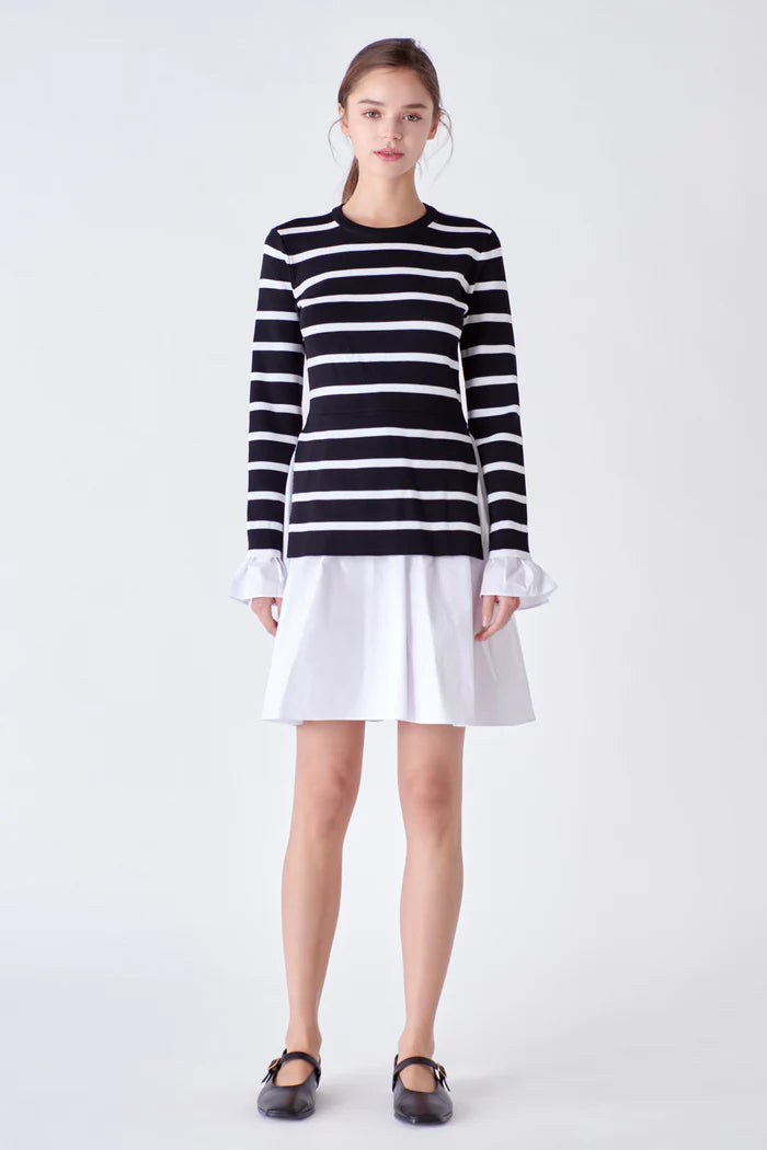 Poplin Combo Knit Dress