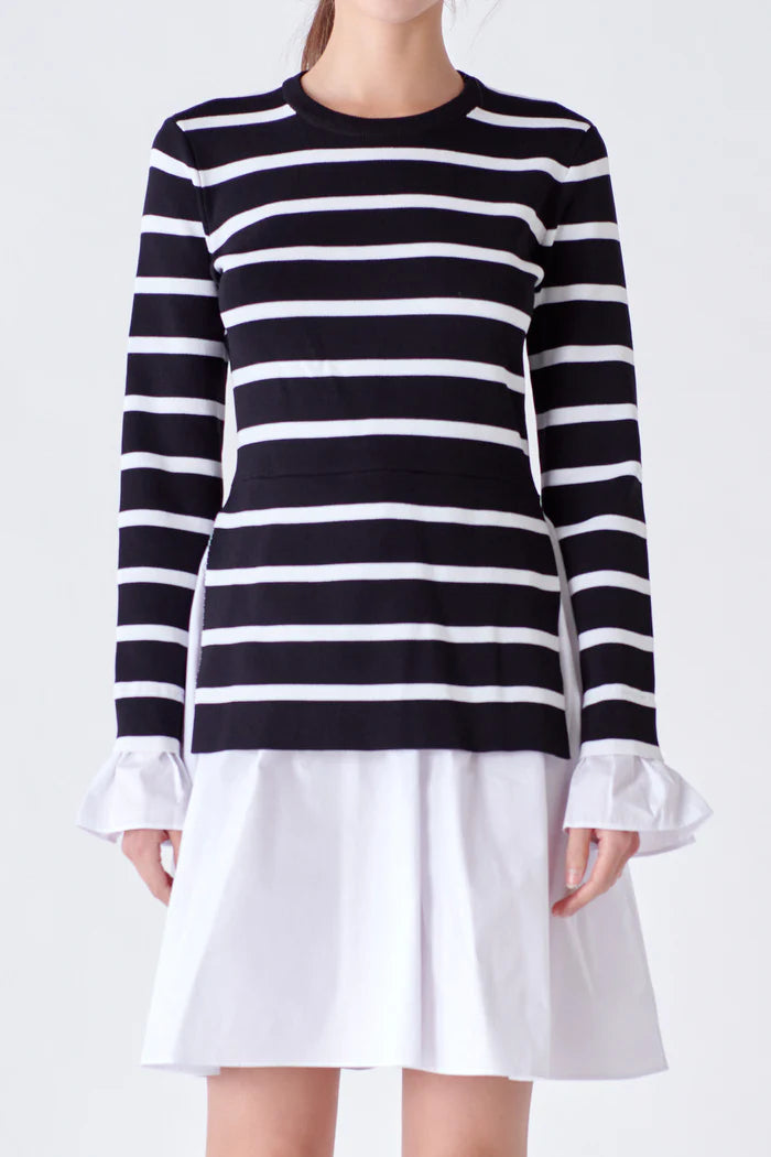 Poplin Combo Knit Dress