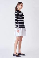 Poplin Combo Knit Dress