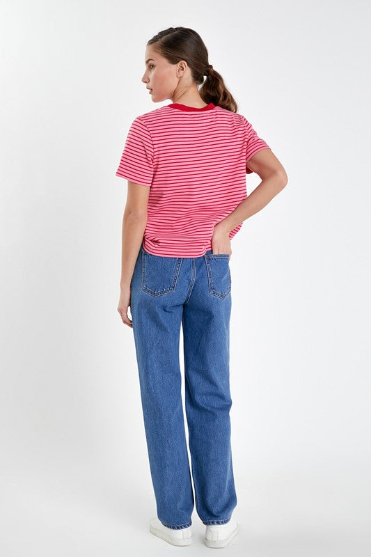 Contrast Rib Stripe T-Shirt