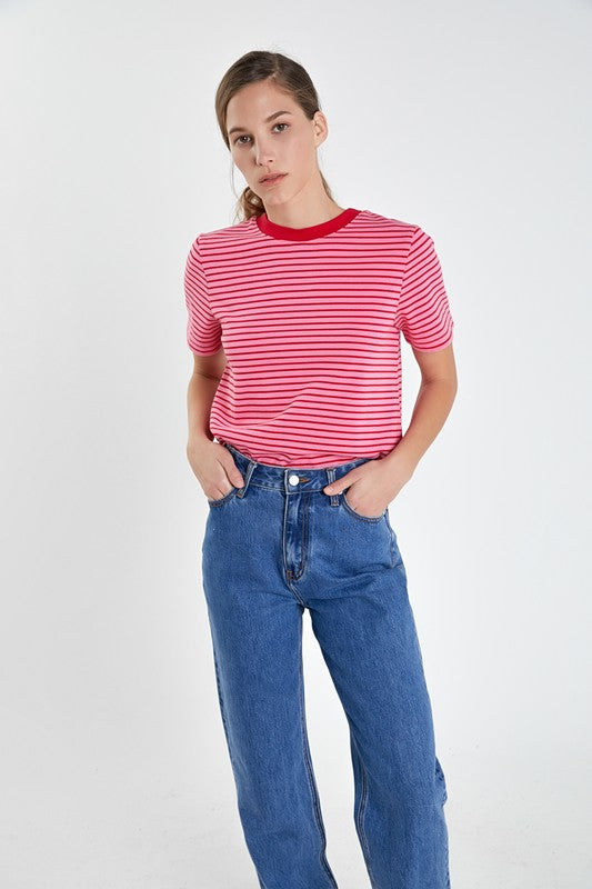 Contrast Rib Stripe T-Shirt