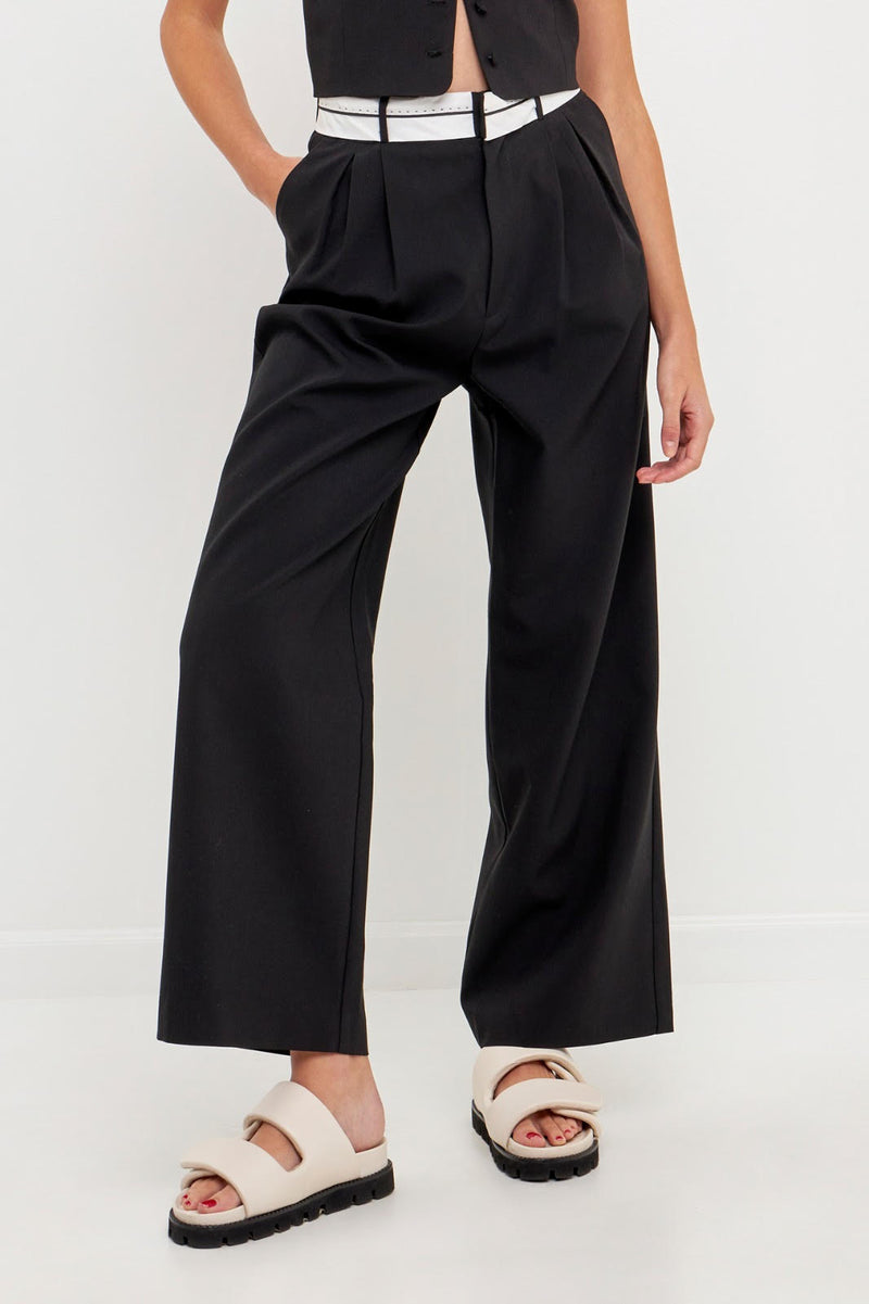 Contrast Waist Pants