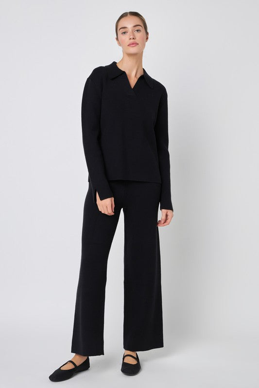 Black Knit Wide Pants