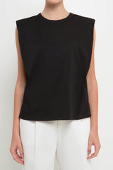 Padded Shoulder T-Shirt (Black, Grey)